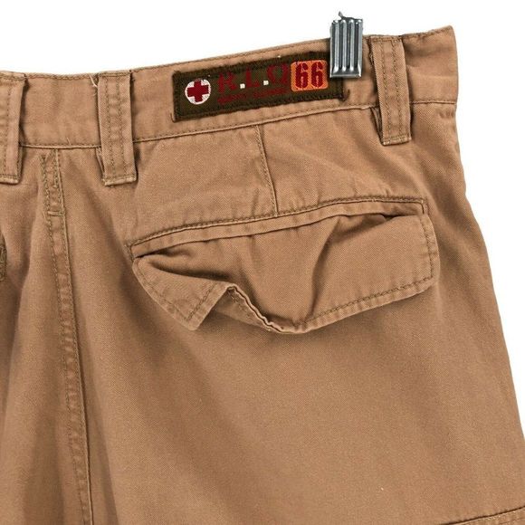 ReliQ Industries Cargo Shorts Mens 32 Khakis Tan Hook & Loop Cotton Casual 90s - Picture 5 of 12